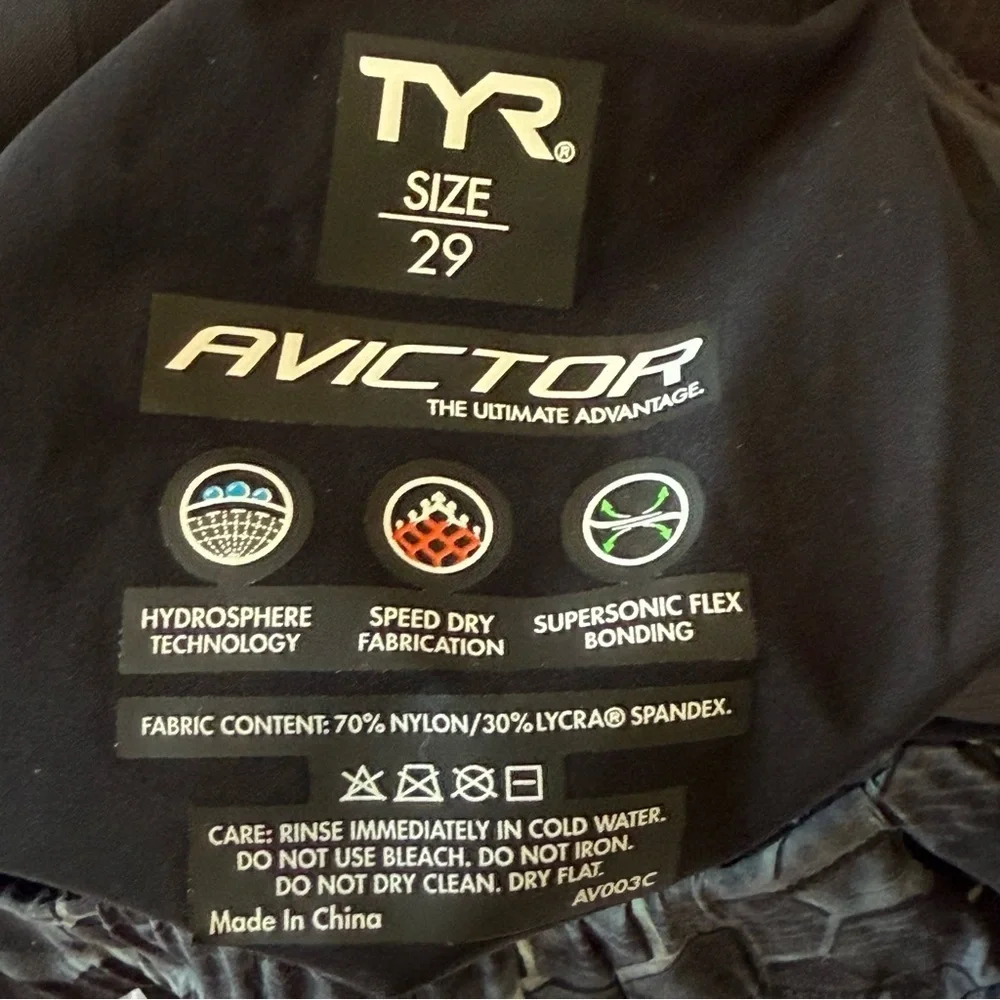 TYR Avictor Super Nova Open Back Tech Swimsuit Black and Gray Size 28, 29